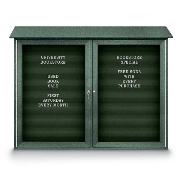 Indoor Enclosed Combo Board, 48"x36", Satin Frame/Black Porc & Cobalt